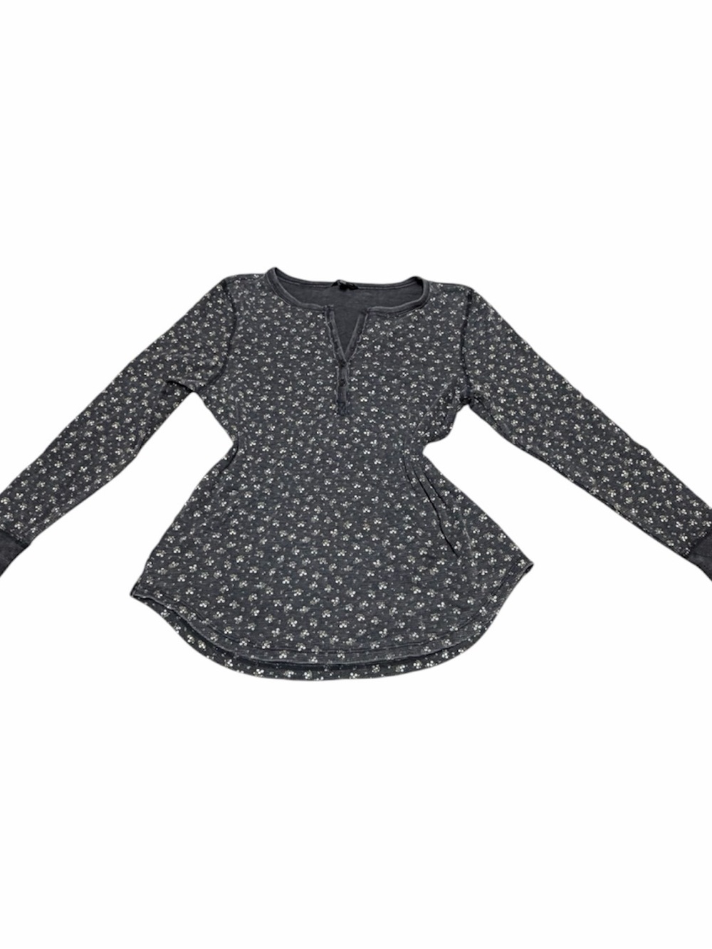 Dark Gray Floral Long Sleeve Top